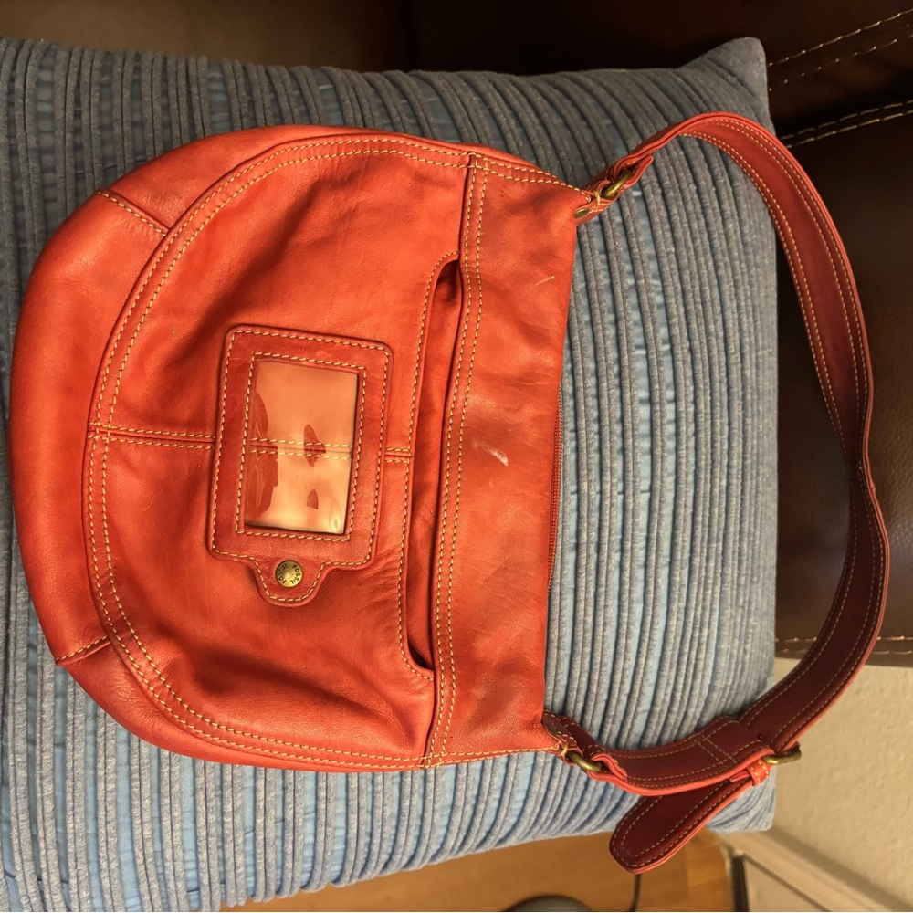 Fossil Orange Leather Shoulder Bag